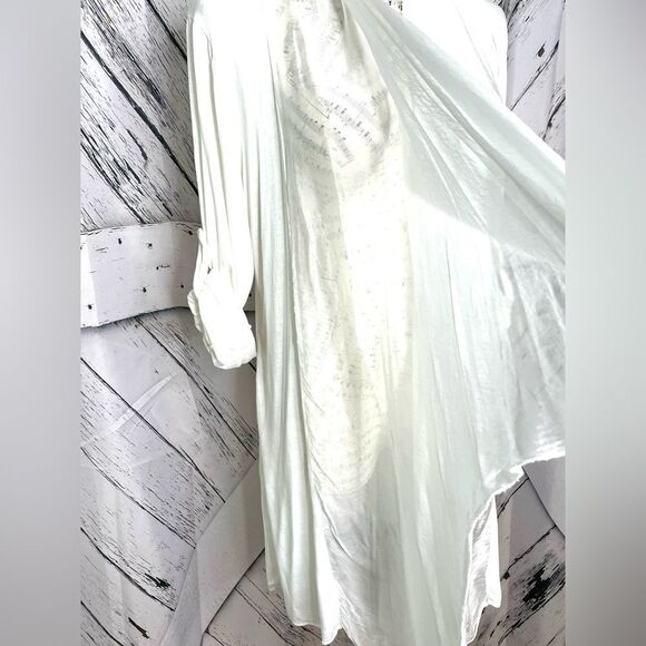 Envy Open Front Silk Trimmed Waterfall Cardigan White M - Picture 4 of 7